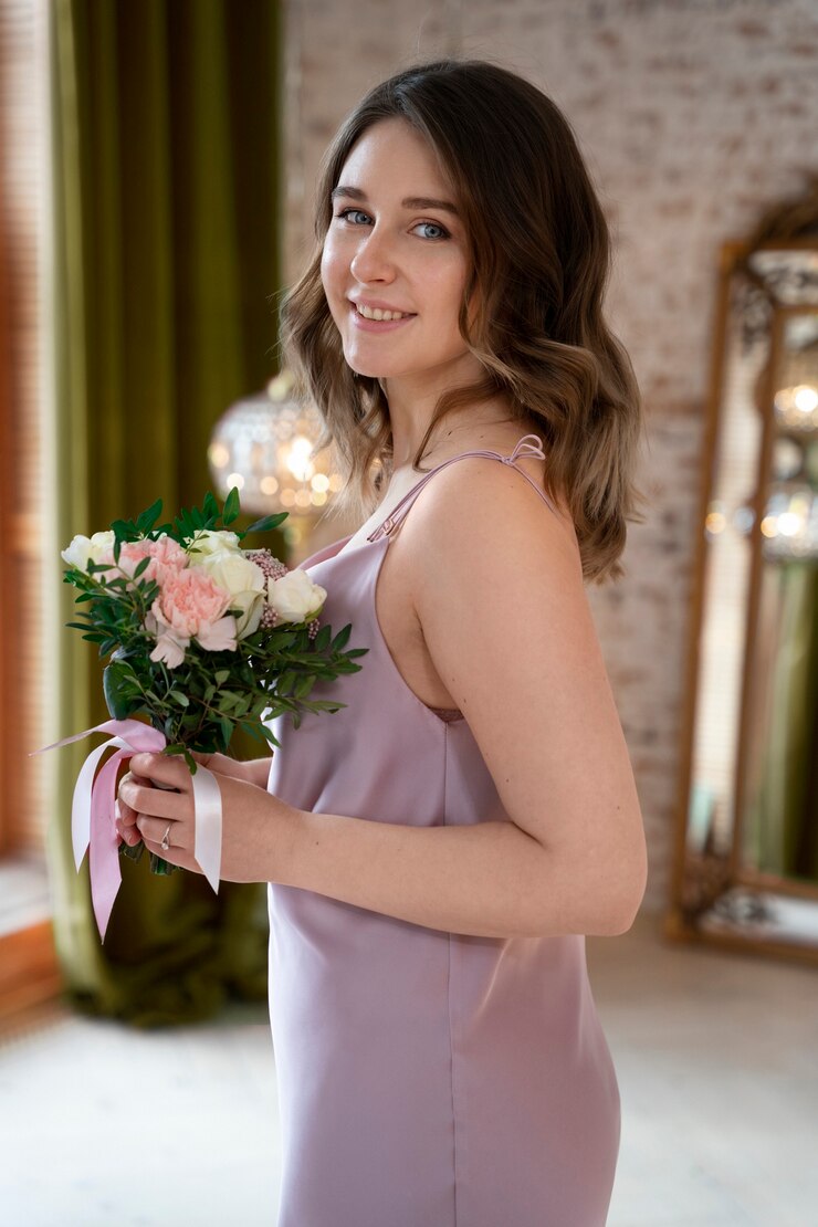 woman holding flowers