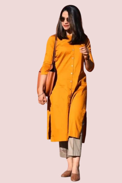 aline kurtis design for apple body shape