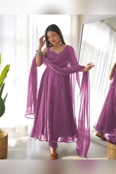 purple anarkali with confort
