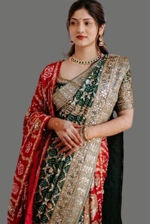 Double Drape Saree with Chunri Dupatta