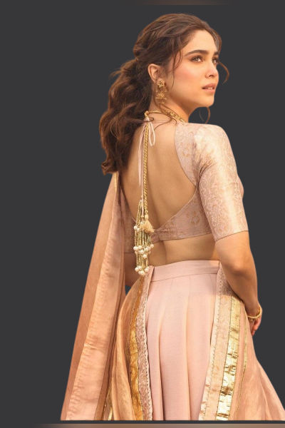 Backless Blouse with Tie-Up on lehnga