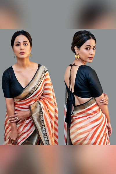Hina khan Backless Blouse with Tie-Up
