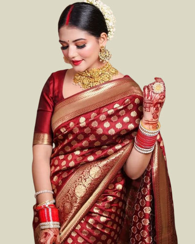 karwa chauth red saree look