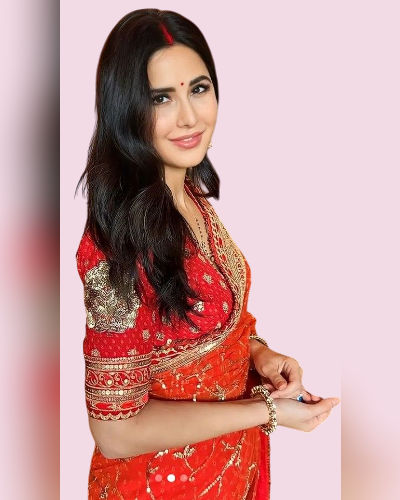 katreena in Red Saree